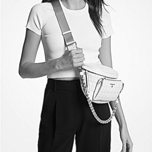 Michael Kors belt bag Bum bag MK Blue Quilted leather Bag Fanny packc crossbody - Picture 3 of 9